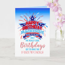 Whimsical Born on the 4th of July Happy Birthday