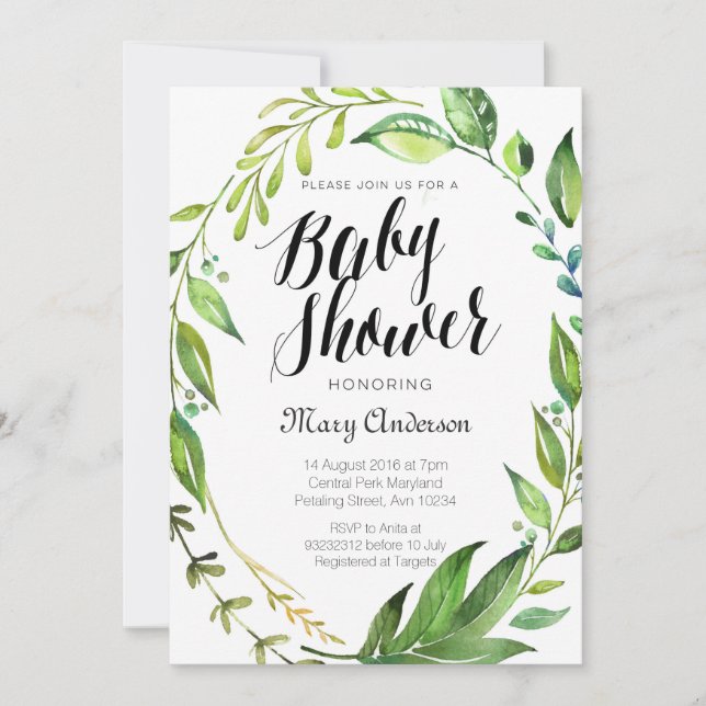 Whimsical Botanical Baby Shower Invitation (Front)