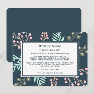Whimsical Botanical Berry Wedding Detail Insert