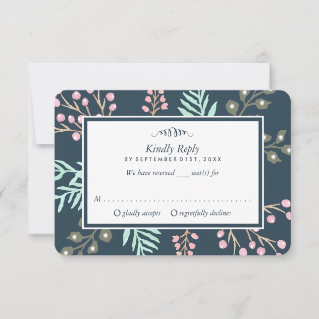 Whimsical Botanical Berry Wedding RSVP (Front)