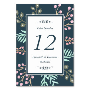Whimsical Botanical Berry Wedding Table Number