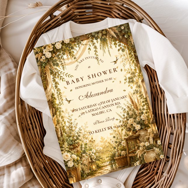 Whimsical Botanical Boho Baby Shower Invitation (Creator Uploaded)