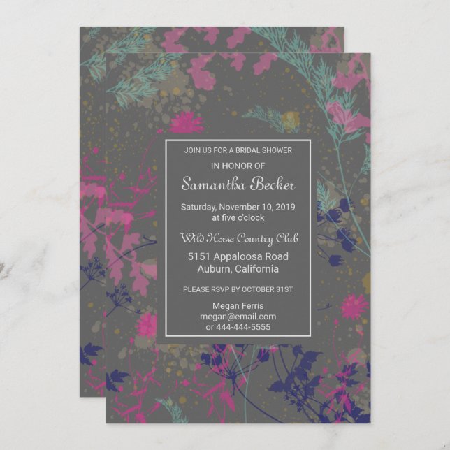Whimsical Botanical Bridal Shower Invitation (Front/Back)
