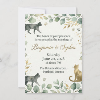 Whimsical Botanical Cats Design Invitation