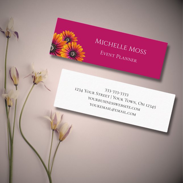 Whimsical Botanical Daisies Bohemian Boho  Mini Business Card (Creator Uploaded)