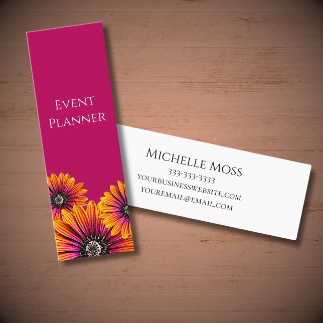 Whimsical Botanical Daisies Elegant Event Planner Mini Business Card (Creator Uploaded)
