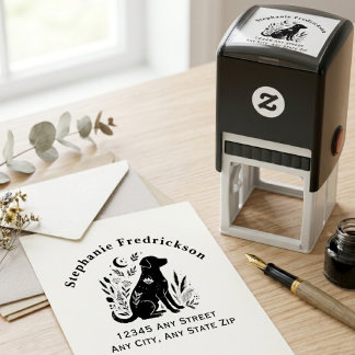 Whimsical Botanical Floral Silhouette Dog Parent Self-inking Stamp