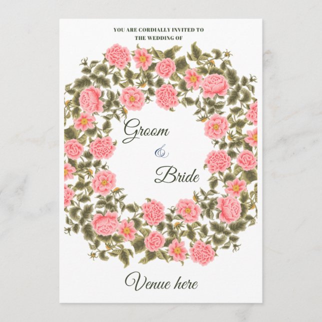 Whimsical Botanical Floral Wedding Stationery Invitation (Front)