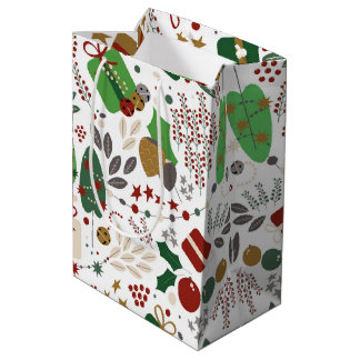 Whimsical Botanical Holiday Medium Gift Bag