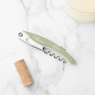 Whimsical Botanical Sage Green Bridesmaid Proposal Corkscrew