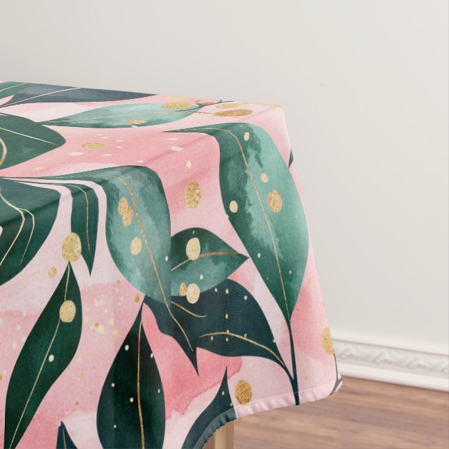 Whimsical Botanical Winter Holiday Patterned  Tablecloth (In Situ)