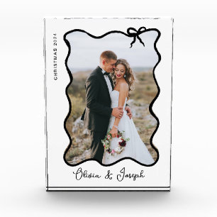 Whimsical Bow Black and White Photo Block