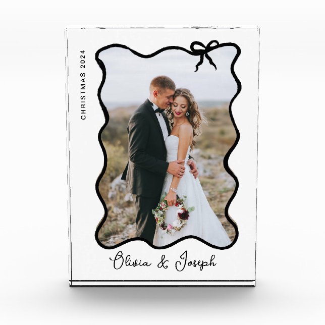 Whimsical Bow | Black and White Photo Block (Front)