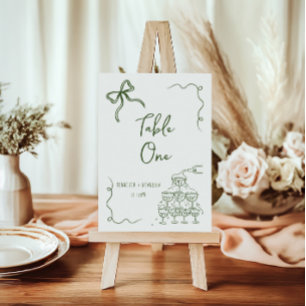 Whimsical Bow Champagne Tower Table Number
