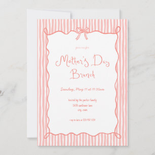 Whimsical Bow Coral Mother's Day Brunch Invitation