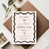 Whimsical Bow cursive border martini birthday