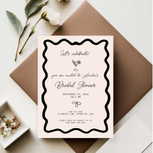 Whimsical Bow cursive border martini bridal shower Invitation