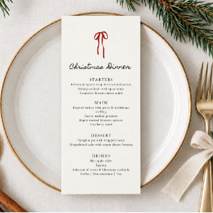 Whimsical bow, Hand drawn Christmas Dinner Menu