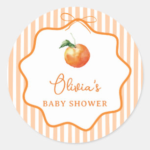 Whimsical Bow Orange Little Cutie Baby Shower Classic Round Sticker