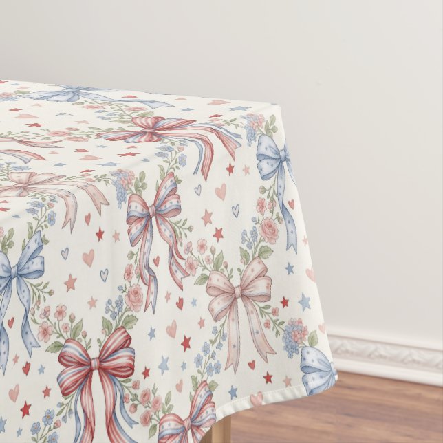 Whimsical Bow‑Pattern Garden Style Tablecloth (In Situ)