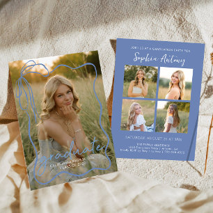 Whimsical Bow Photo Graduation Party Invitation
