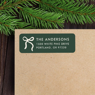 Whimsical Bow Pine Green Christmas Return Address