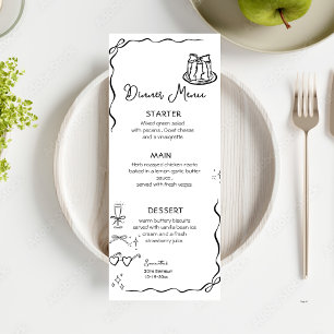 Whimsical Bow Quirky Hand Drawn Bow Birthday  Menu