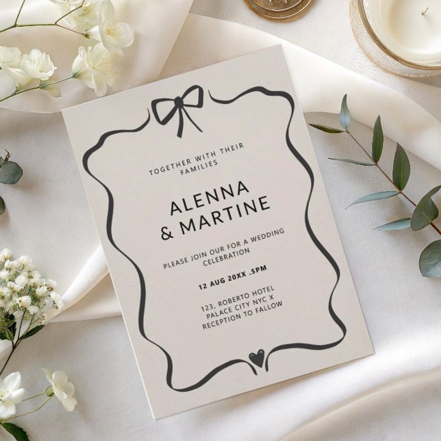 Whimsical Bow Romance Wedding Invitation (Creator Uploaded)