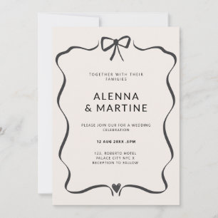 Whimsical Bow Romance Wedding Invitation
