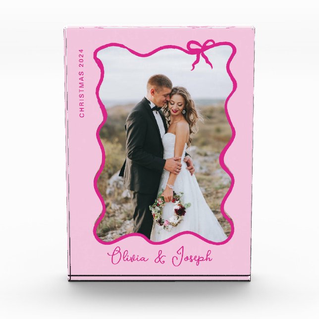 Whimsical Bow | Wavy Pink Photo Frame (Front)