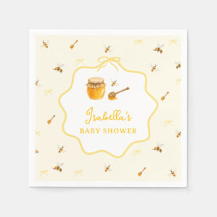 Whimsical Bow Yellow Honey Bee Baby Shower Napkin