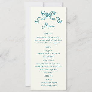 Whimsical Bows Hand Drawn Wedding Dinner Menu Invitation