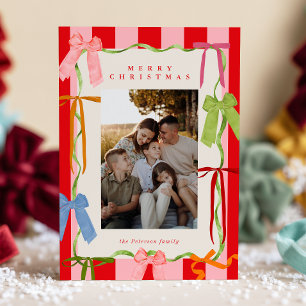 Whimsical Bows Modern Holiday Card