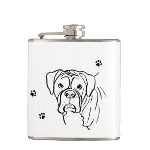 Whimsical Boxer: Editable Text Line Art Hip Flask
