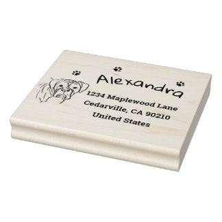 Whimsical Boxer: Editable Text Line Art Rubber Stamp