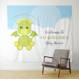 Whimsical Boy Dragon Baby Shower Tapestry