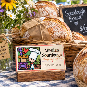 Whimsical Bread Baking Cute Baker Girl Business Card