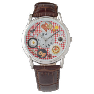whimsical breakfast goodies leather watch