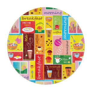 Whimsical Breakfast Pattern Cutting Board