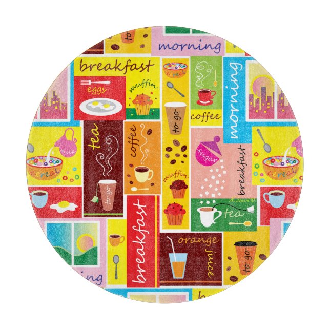 Whimsical Breakfast Pattern  Cutting Board (Front)