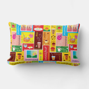 Whimsical Breakfast Pattern Lumbar Cushion