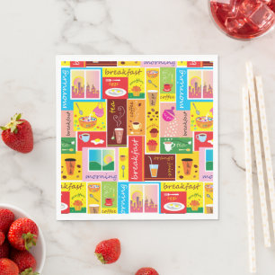 Whimsical Breakfast Pattern Napkin
