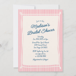 Whimsical Bridal Shower Hand Drawn Doodle Pink Invitation