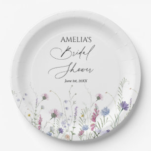 Whimsical Bridal Shower Paper Napkins, Purple Plate