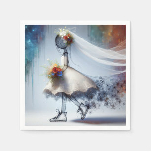 Whimsical Bride In Sneakers Napkin
