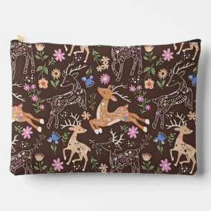 Whimsical Brown and Gold Forest Critters Accessory Pouch