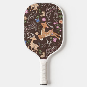 Whimsical Brown and Gold Forest Critters Pickleball Paddle