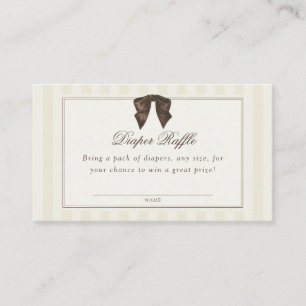 Whimsical Brown Bow Striped Diaper Raffle Enclosure Card