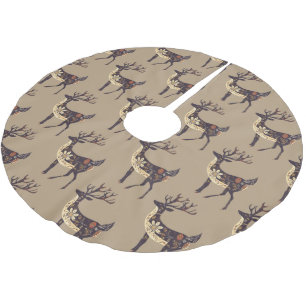 Whimsical Brown Deer Christmas Brushed Polyester Tree Skirt