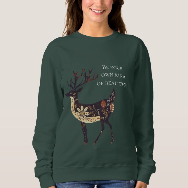 Whimsical Brown Deer Christmas  Sweatshirt (Front)